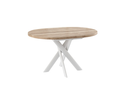 Стол RONALDO-120, круглый раздвижной 120(160), ДУБ КАНЬОН/БЕЛЫЙ RONALDO 120